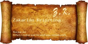 Zakariás Krisztina névjegykártya